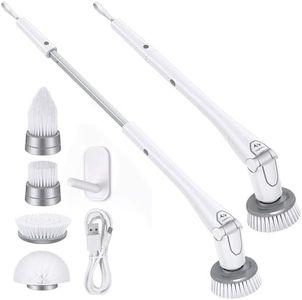 Tilswall M1 Electric Spin Scrubber, Cordless Grout Shower 360 Power Bathroom Cleaner with 4 Replaceable Rotating Brush Heads, Tool-Free Adjustable Ext