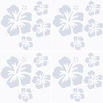 GORGECRAFT 4 Sheets Hibiscus Flower Car Sticker White Hawaiian Stickers and Decals Reflective Stickers Waterproof Vinyl Automotive Exterior Decor for Suv Truck Motorcycle Doors Wall Laptop