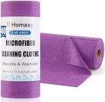 Homaxy Microfiber Cleaning Cloth Roll, 40 Pack Reusable Tear Away Towels, 11.8" x 11.8", Ultra Absorbent and Lint Free Cleaning Rags Towels for Car, House, Kitchen, Purple