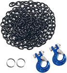 WONFAST RC Crawler Car Metal CNC Tow Chain with Trailer Winch Hook Scale Accessories for 1/10 1/12 1/14 RC Rock Truck for TRX4 Axial SCX10 90046 Tamiya Vehicles Update Parts (Black Blue)