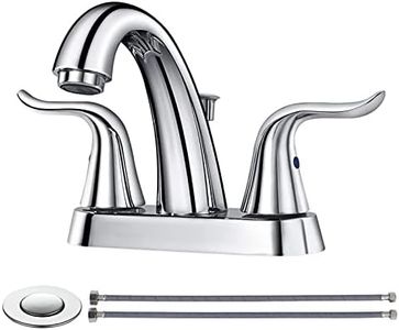 WOWOW Bathroom Faucet 2 Handle 4 Inch Centerset Bathroom Sink Faucet Lead-Free Basin Mixer Tap Lift Rod Drain Stopper, Two-Handle Center-Set Lavatory Faucet Chrome