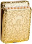 Regular King Size Cigarette case 16 pcs King Size Cigarette Box Retro Metal Portable Good for Men Women (Gold)