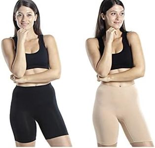 Emprella Biker Shorts Women, 2 Pack Bike Shorts, Spandex Slip Shorts Yoga Gym Black/Nude