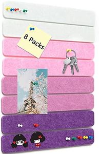 8 Packs Felt Pin Board Bar Strips Bulletin Board for Bedrooms Offices Home Wall Decoration, Notice Board Self Adhesive Cork Board with 50 Push Pins for Paste Notes, Photos, Schedules