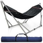 Tranquillo 650 lbs Capacity Hammock with Stand for Outside, Collapsible Outdoor Hammock with Stand, Double Hammock with Spreader Bar (Stainless Steel, Black)