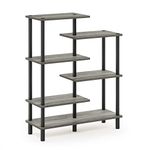 Furinno Turn-N-Tube 6-Tier Accent Display Rack, French Oak/Black