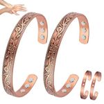 Vicmag Copper Bracelet for Women Men Magnetic Bracelet with Ultra Strength Magnets 100% Solid Pure Copper Jewelry Gift 15PCS Cuff Bangle Brazaletes