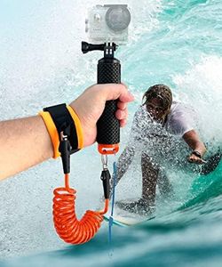 lekullna Floating Hand Grip Handle Mount and Steel-Cored Safety Wrist Strap GoPro Holder Mount Insta360 AKASO Underwater Camcorder Diving Surfing Snorkeling