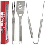 Chef Remi Barbeque Grill Tool Set - Spatula Tongs & Fork | Complete Grilling Set