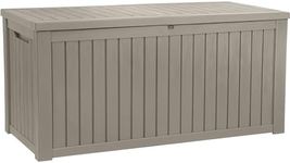 YITAHOME 180 Gallon Large Outdoor Storage XL Deck Box w/Divider for Patio Furniture,Outdoor Cushions, Garden Tools, Sports Equipment and Pool Supplies, Waterproof, Resin, Lockable, Taupe