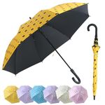 KREPS Windproof Large Umbrella for Rain and Sun Automatic Open for 2 Persons Wind Resistant Big Golf Umbrellas for Adult Men Women J-Handle Fast Drying UV Protective. (BEAR YELLOW)