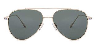 John Jacobs | Polarized & UV Protection Sunglasses For Men & Women | Gold Green Full Rim Aviator Small (Size-55) JJ S12474-C2