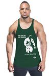 DECISIVE Bodybuilding Tank Top (Men Shouldn't Print) Stringer Vest- Bottle Green-Large