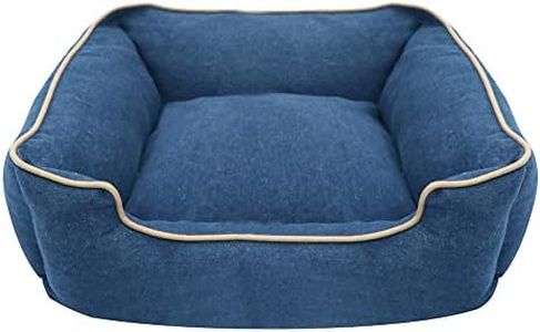 PAWPOURRI Small Bolster Dog Bed – Denim Blue | Ultra-Soft & Cozy Cuddler | Polyfibre Filling | 100% Cotton, Breathable & Durable | Removable & Washable Cover | All-Season Comfort (28x22x7.5 Inch)