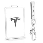 ONKENTET Key Card Holder Case Compatible with Tesla Model 3 Y X S Key Cover Accessories Key Chain Keyring Keychain Cards, White, Customized