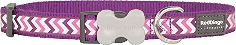 Red Dingo Reflective Ziggy Dog Collar, Large, Purple