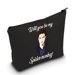 LEVLO Edward Quote Cosmetic Make Up Bag Movie Fans Gift Will You Be My Spider Monkey Edward Makeup Zipper Pouch Bag For Women Girls, Spider Monkey Black, Make Up Bag