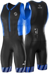 SLS3 Triathlon Suits Mens - Durable Sleeveless Tri Suit Men Triathlon Suit - Lightweight Trisuit with 2 Pockets for Storage (Blue Wave, X-Large)