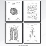 Vintage Golfing Patent Posters, Large Size Set Of 4 (11x14) Golf Wall Art, Black And White Golf Art For Walls, Golf Office Decor Or Golf Artwork For Office, Golfer Gifts Under $20