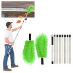 Gutter Cleaning Brush, Gutter Cleaning Brush Roofing, Portable Telescopic Cleaning Scraper Tool for Cleaning Leaves Debris (Green)