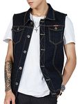 Kedera Men's Denim Vest Casual Button Down Jeans Vests Jacket 3XL