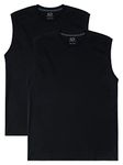 Fruit of the Loom Men's Eversoft Cotton T-Shirts & Tank Tops (S-4xl), Muscle - 2 Pack - Black, Medium