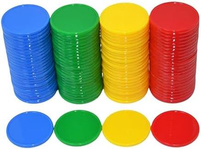 SmartDealsPro Set of 100 1 Inch Opaque Plastic Learning Counters Mini Poker Chips Game Tokens with Storage Box (4 Colors-Red,Yellow,Blue,Green)