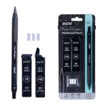 BRUSTRO Kuro Precision Mechanical Pencil | Tip Size - 0.3mm With 20 - HB and 20-2B leads, 3 Eraser Refills| Ideal For Writing, Sketching, Drawing, Mandala Arts and Fine Art Students