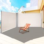 VEVOR Beige Retractable 71x236'' Awnig-Rugged Full Aluminum Rust-Proof Side Awning Patio Sunshine Privacy Divider Wind Screen. Longer Service Life, Suitable for Courtyard, Roof Terraces and Pools