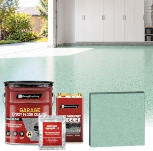 Luxury 3‑Component Epoxy Colored Sand Self‑Leveling Floor Paint, Marble‑Effect, 100% High Solids, 5.5:1 Sand‑Aggregate Ratio, 6H Hardness,1.5mm Finished Thickness, Light Lake Green,4 Gallon,100 Sq.Ft