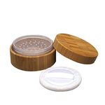 1PCS 30G(30ML)/1oz Empty Environmental Bamboo Appearance Loose Powder Cosmetic Jars Makeup Storage Case Box Holder Container with Plastic Sifter and Sponge Puff Baby Powder Puff Kit DIY Beauty Tool