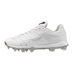 Mizuno Women's Pro Fp Low TPU Fastpitch Cleat, White/Silver, 7.5