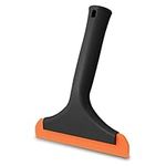 FOSHIO All-Purpose Silicone Squeegee for Shower Glass Door, Window Cleaning, 7.5'' Black Long Handle 6'' Orange Blade Small Squeegee for Car Window, Windshield, Mirror, Bathroom