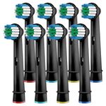 8 Pack Replacement Brush Heads Compatible Toothbrush Heads for Braun Oral B Professional Care 500 600 1000 2000 2500 3000 5000 7000 and More Vitality Pro Smart Genius Electric Toothbrushes (Black)