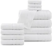 Casa Platino Bath Towels, 12 Piece Towel Set, 4 Large White Bath Towels(30"x 60"), 4 Hand Towels & 4 Washcloths, 100% Ring Spun Cotton Towels for Bathroom, Lightweight White Towels, Absorbent Towel