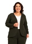 The Pink Moon Women's Polyester Regular Plus Size Embossed Open Jacket - (JCKT_AIMJ18_Olive_6XL)