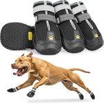 LUCKYPAW Dog Shoes for Large Medium Dogs Breathable Dog Boots for Hot Pavement Paw Protectors for Walking Hiking Winter Outdoor Reflective for Hardwood Floor (Black, Size5: 2.4" x 2.8" (W*L))