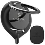 Sinjimoru Detachable Metal Phone Ring Holder Finger Kickstand, 360 Degree Rotation Available Phone Holder for Hand & Phone Grip Stand for iPhone & Galaxy. Sinji Mount Ringo Metallic Black