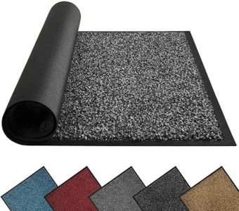 YUTA Dirt Trapper Door Mat for Indoor&Outdoor, Washable Barrier Door Mat, Heavy Duty Non-Slip Entrance Rug Shoes Scraper, Super Absorbent Front Door Mat Carpet, Black&Gray, 43x75cm