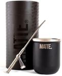 Mate Cup Set, Yerba Mate Cup/Gourd (6 Ounces) and Bombilla (Yerba Mate Straw). Stainless Steel, Double-Walled, Elegant Design. Premium Quality Box (Black)