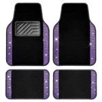 CAR PASS Bling Rhinestones Diamond Car Floor Mat, Crystal Sparkly Shining Glitter Carpet, Waterproof Anti-Slip PVC Heel Pad Universal Fit Interior Set SUV,Sedan,Van,4pcs Girl Women Men Violet Purple