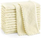 Homaxy 12 Pack Kitchen Dish Cloths (10 x 10 Inches, Cream Yellow), Super Soft and Absorbent Coral Velvet Dish Towels, Nonstick Oil Fast Drying Microfiber Cleaning Cloth, No Lint Household Dishcloths