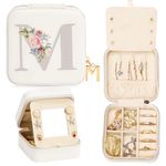 Enthralite Travel Jewellery Box for Girls: Traveling Jewellery Case Gift for Women - Mini Organiser for Necklaces Earrings White M