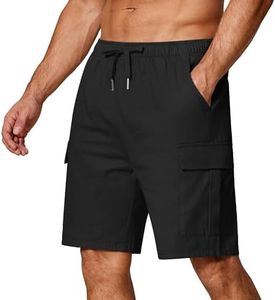 COOFANDY Men's Cargo Shorts Relaxed Fit Elastic Waist Cotton Lightweight Casual Outdoor Hiking Shorts with Multi-Pockets