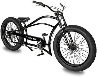 Tracer Siena Stretch Beach Cruiser Bike for Adults,Chopper Style with 1/3/7 Speed, Alloy Fat Rims and Fat Tires. (7 Speed Regular, Matte Black/Black)