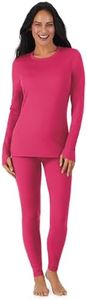 Cuddl Duds Thermal Underwear Top and Leggings Set for Women - Heavyweight Fleece Lined Long Johns- Winter Clothes Base Layer, Hot Pink, Small