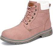 Mishansha Women's Snow Boots Men's Hiking Boots Stylish Warm Ankle Bootie Pink 10.5 Women/8.5 Men