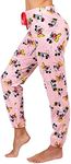 Disney Mickey Mouse Women's Pajama Pants Sleepwear Lounge Jogger, Polka Dot Pink, Medium