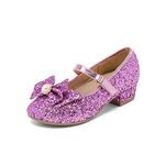 DREAM PAIRS Girls Dress Shoes Princess Shoes for Toddler Little Girl Mary Jane Low Heels Glitter Flower Party Wedding Footwear, Purple, 10 Toddler