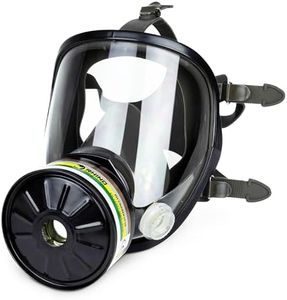 Máscara de Gas Completa Respirador RHINO RH-7011B (ABEK2P3R) Reutilizable para Vapores Orgánicos, Inorgánicos, Gases Ácidos, Amoníaco, Fumigar, Pintura | Proteccion Respiratoria, Filtro y Guantes
